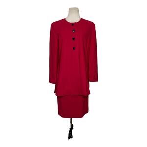 Liz Claiborne vintage red skirt and buttoned jacket suit set size 8